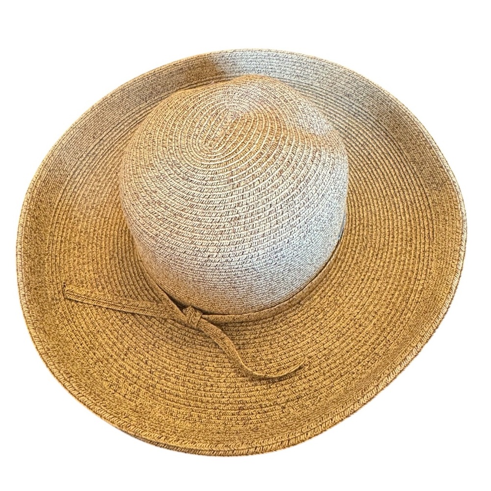 Cream and Tan Wide-Brimmed Sun Hat - Picture 5 of 9